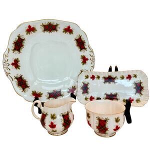 Vintage Royal Adderly Maple Leaf Tartan Fine Bone China Set Numbered